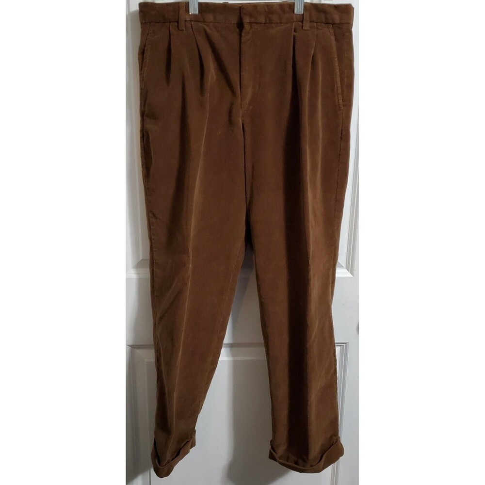Dockers jeans men's 34x30 regular fit straight Brown corduroy pants Cuffed Hem